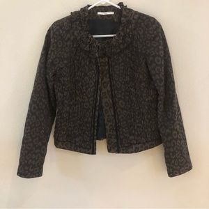Nordstrom Tahari Animal Print Taupe Black Gorgeous Spring Crop Jacket Sz 2P